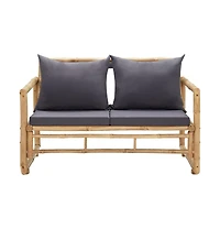Patio Bench with Cushions 45.3" Bamboo