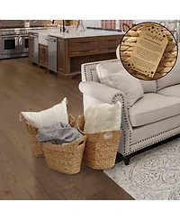 Casafield Set of 3 Oval Baskets with Handles - Natural, Water Hyacinth Woven Storage Totes for Blankets, Laundry, Bathroom, Bedroom, Living Room