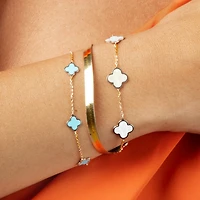 The Lovery Small Mother of Pearl Clover Bracelet 14K Gold