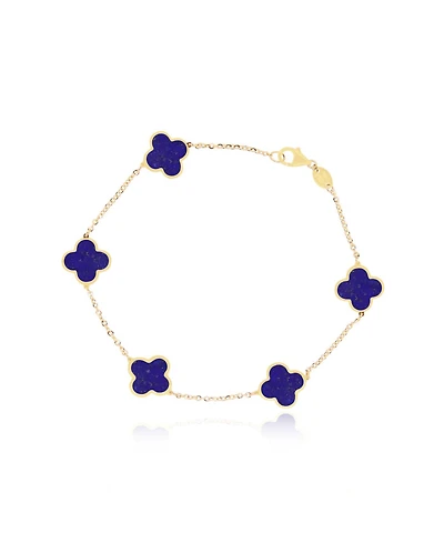 The Lovery Small Lapis Clover Bracelet 14K Gold