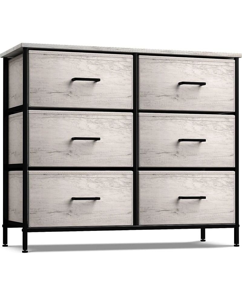 Sorbus 6 Drawers Dresser- Storage Unit with Steel Frame, Wood Top, Fabric Bins - for Bedroom, Closet, Office and more