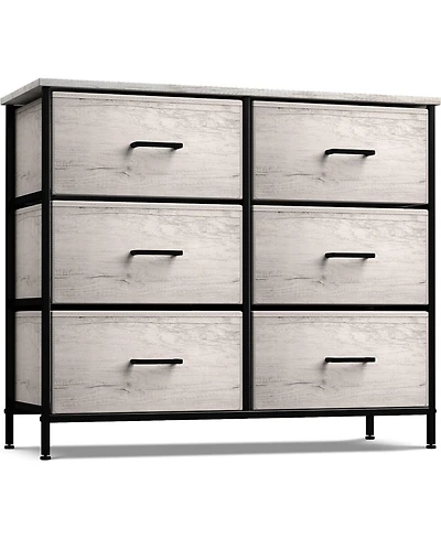 Sorbus 6 Drawers Dresser- Storage Unit with Steel Frame, Wood Top, Fabric Bins - for Bedroom, Closet, Office and more