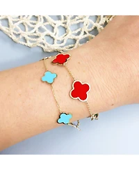 The Lovery Large Coral Clover Bracelet 14K Gold