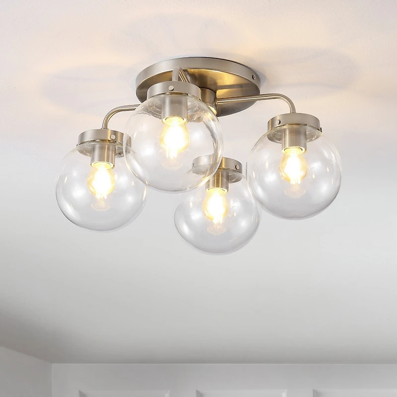 Piper Farmhouse Rustic Iron/Glass Led Semi Flush Mount
