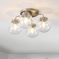 Piper Farmhouse Rustic Iron/Glass Led Semi Flush Mount