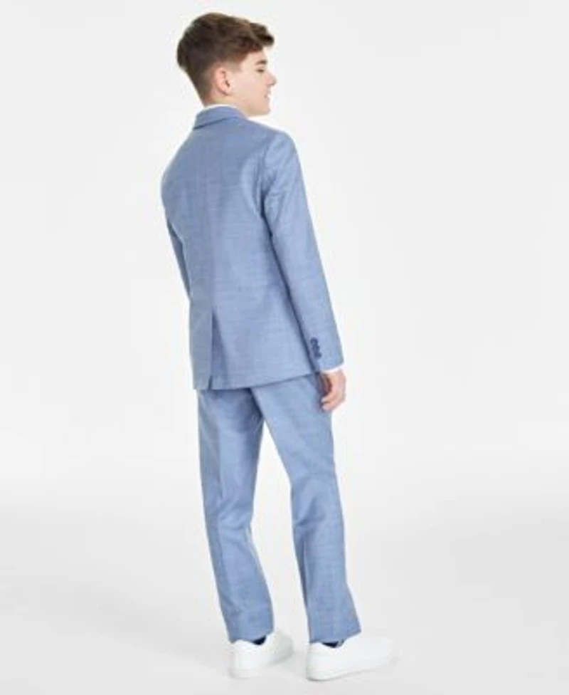 Tommy Hilfiger Big Boys Stretch Sharkskin Suit Jacket Oxford Shirt Stretch Sharkskin Pants