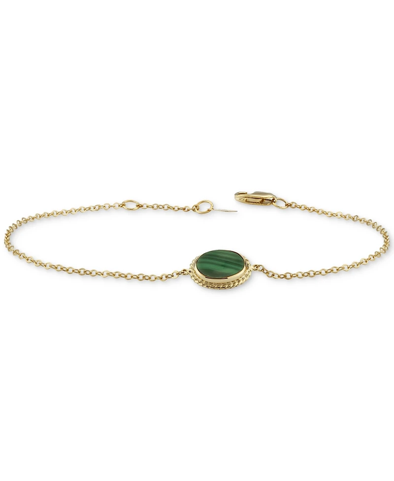 Lapis Lazuli Oval Rope-Framed Link Bracelet in 14k Gold (Also in Malachite)