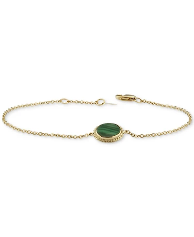 Lapis Lazuli Oval Rope-Framed Link Bracelet in 14k Gold (Also in Malachite)