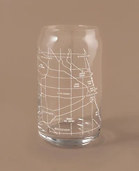 Narbo The Can Chicago Map 16 oz Everyday Glassware, Set of 2
