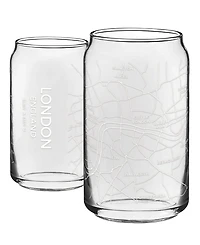 Narbo The Can London Map 16 oz Everyday Glassware, Set of 2