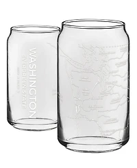 Narbo The Can Seattle Map 16 oz Everyday Glassware, Set of 2