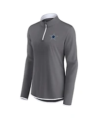 Women's Fanatics Gray Dallas Cowboys Corner Long Sleeve 1/4 Zip Top