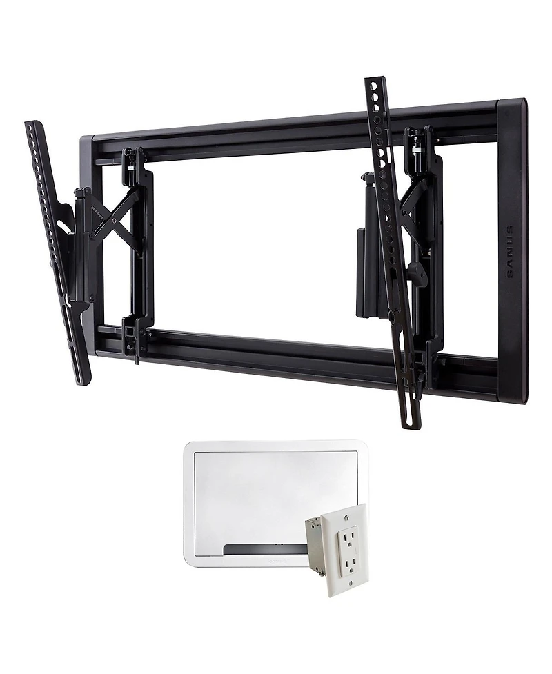 Sanus VLT7-B2 Large Advanced Tilt 4D Tv Wall Mount for 42"-90" Tvs and 9" TV Media In-Wall Box with Power Supply Kit