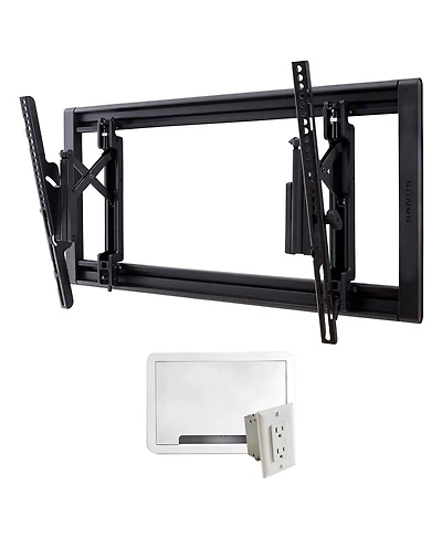 Sanus VLT7-B2 Large Advanced Tilt 4D Tv Wall Mount for 42"-90" Tvs and 9" TV Media In-Wall Box with Power Supply Kit