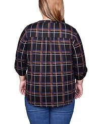 Ny Collection Plus 3/4 Roll Sleeve Top
