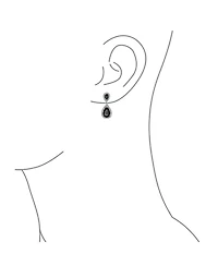 Bling Jewelry Fashion Pave Cz Halo Black Pear Shaped Teardrop Drop Statement Earrings Prom Rhodium Plated Brass