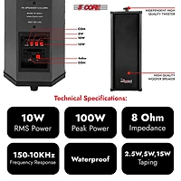 5 Core Wall Mount Enclosed Speaker Black - 200W Combined Pmpo and 20W Rms Speaker System
