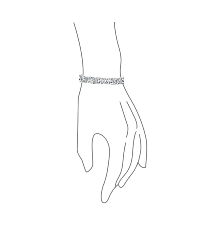 Bling Jewelry Jewelry Two Row Fashion Statement Cz Cubic Zirconia Wide Tennis Bracelet Rhodium Plated Brass 7 Inches