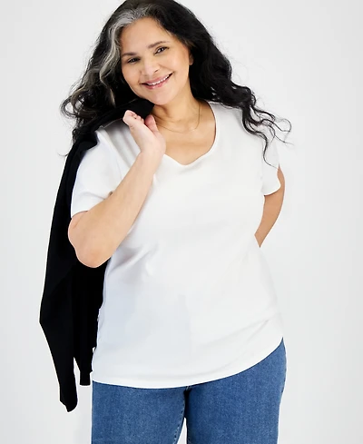 Style & Co Women's Plus Short-Sleeve Scoop-Neck Top