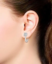 Diamond Halo Cluster Leverback Earrings (1/2 ct. t.w.) in 14k White Gold
