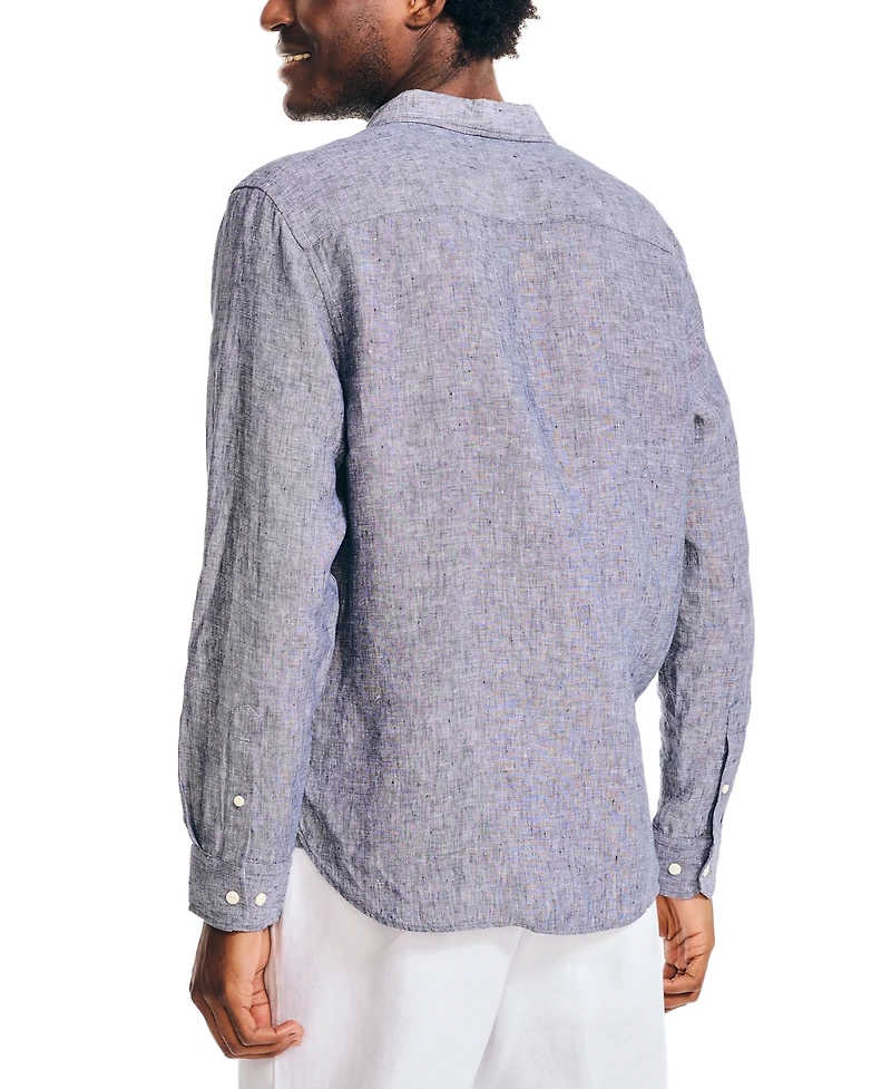 Nautica Men's Classic-Fit Long-Sleeve Button-Up Solid Linen Shirt