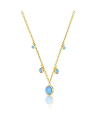 GiGiGirl Kids/Young Teens Sterling Silver 14K Gold Plated and Opal Cubic Zirconia Round Spring Ring Pendant Necklace