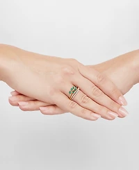 Emerald (1/2 ct. t.w.) & Diamond (1/20 ct. t.w.) Vine Motif Ring in 14k Gold (Also in Ruby & Sapphire)