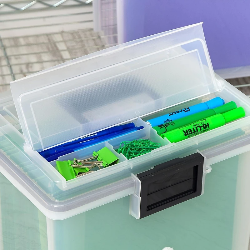 Iris 4 Pack Portable Letter File Box, Clear