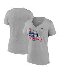 Women's Fanatics Heather Gray Texas Rangers 2023 World Series Champions Locker Room Plus V-Neck T-shirt