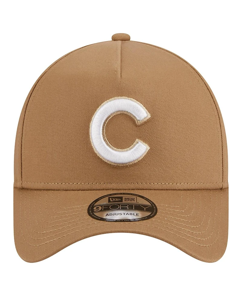Men's New Era Khaki Chicago Cubs A-Frame 9FORTY Adjustable Hat