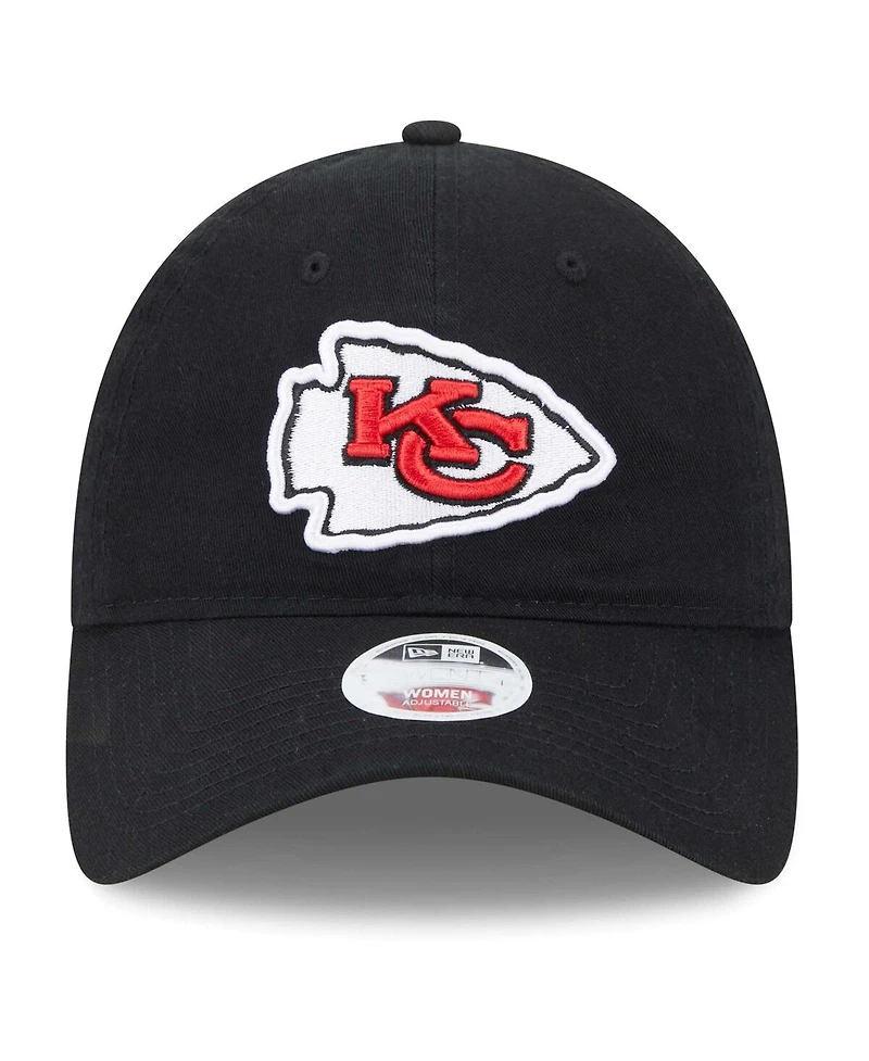 Women's New Era Black Kansas City Chiefs Main Core Classic 2.0 9TWENTY Adjustable Hat