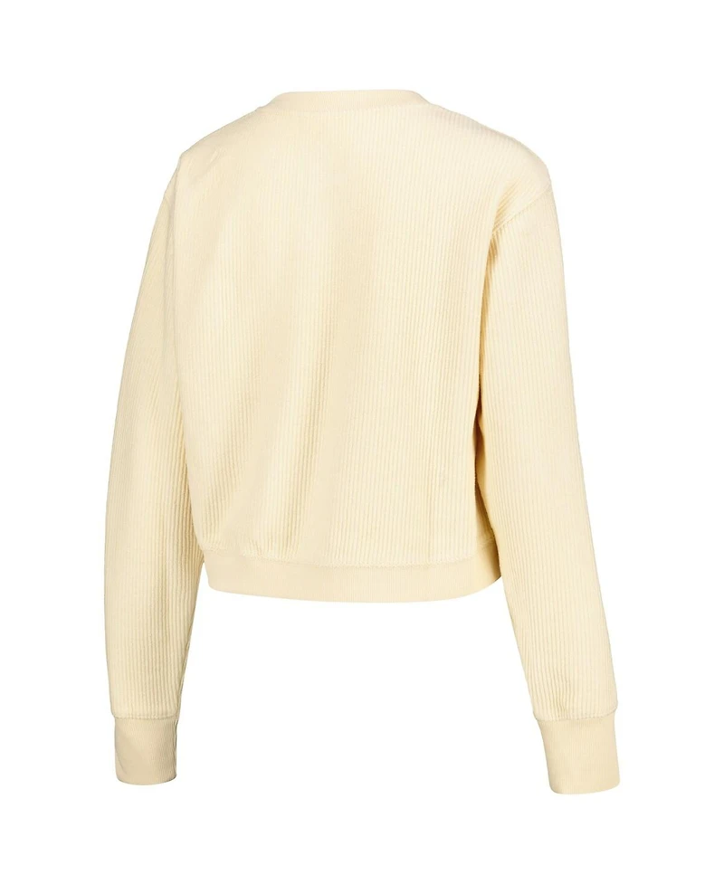 Women's League Collegiate Wear Cream Oregon Ducks Timber Cropped Pullover Sweatshirt