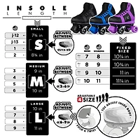 Crazy Skates Adjustable Rocket Roller Skates For Girls And Boys - Great Beginner Kids Quad Skates