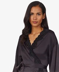 Lauren Ralph Satin Lace-Trim Wrap Robe Lingerie