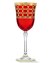 Lorren Home Trends Multicolor White Wine Goblet with Gold-Tone Rings, Set of 4