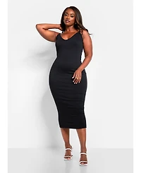 Rebdolls Women's Plus Essential Strappy Midi Bodycon Dress