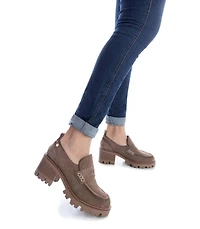 Carmela Collection, Women's Suede Heeled Moccasins By Xti