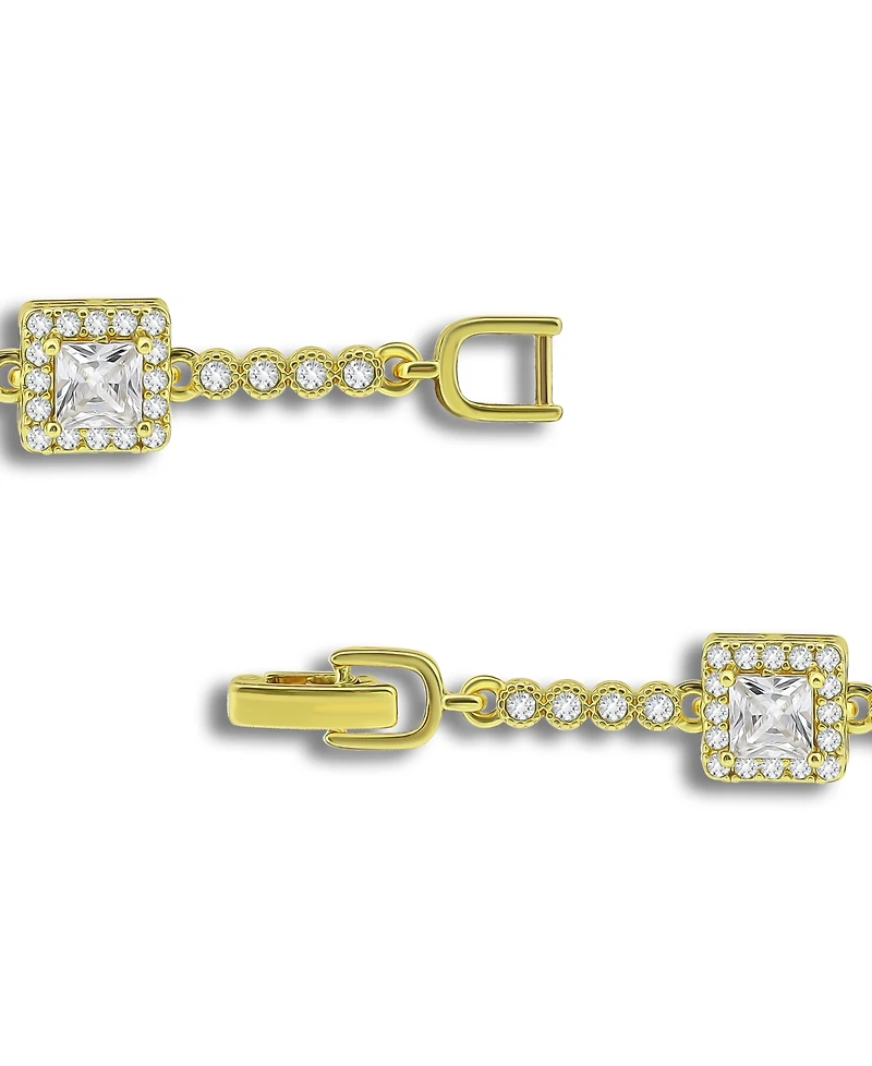 Macy's Cubic Zirconia Princess Cut Stones Halo Link Bracelet