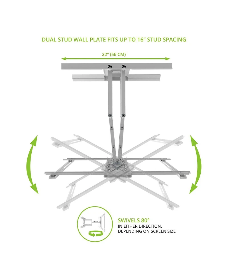 Kanto PDX650 Articulating Full Motion Tv Mount for 37" - 75" Tv