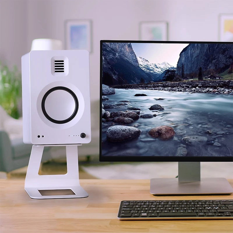 Kanto Tuk Premium Powered Speakers with SE6 Elevated Desktop Speaker Stands