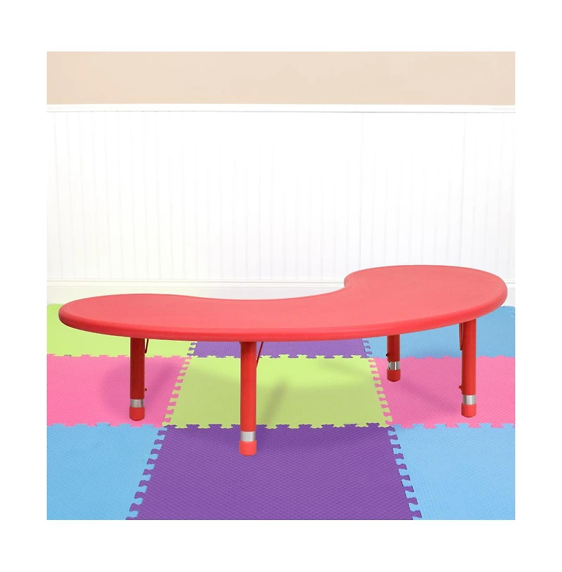 35"W X 65"L Half-Moon Plastic Height Adjustable Activity Table