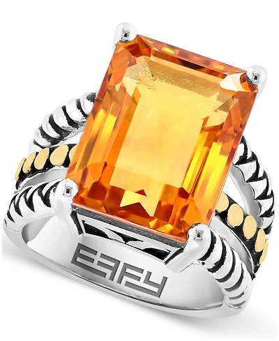 Effy Citrine Statement Ring (12 ct. t.w.) in Sterling Silver & 18k Gold-Plate