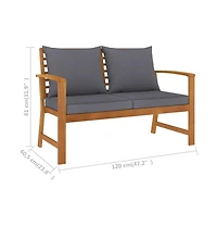 Patio Bench 47.2" with Dark Gray Cushion Solid Acacia Wood