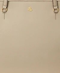 Lauren Ralph Crosshatch Leather Medium Karly Shopper Tote