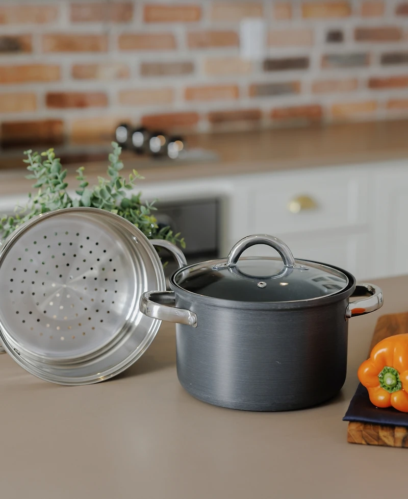 Sedona Kitchen Hard Anodized Aluminum 4-Qt. Multi Cooker with Glass Lid & Steam Tray