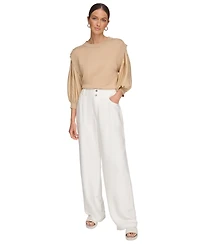 Dkny Women's Top-Stitched Crinkle Trousers