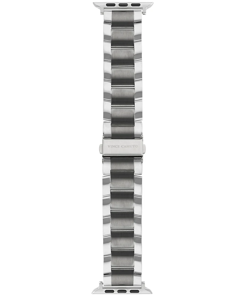 Vince Camuto Men's Silver-Tone and Gunmetal Stainless Steel Link Band Compatible with 42mm, 44mm, 45mm, Ultra, Ultra2 Apple Watch