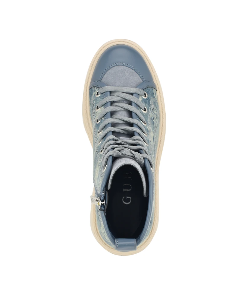 Guess Women's Shutter Lace-Up Logo Pattern Combat Boots