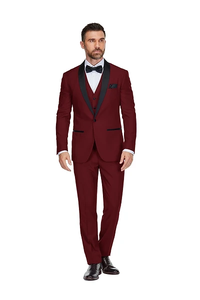 Gino Vitale Men's 3-Piece Slim Fit Shawl Lapel Tuxedo