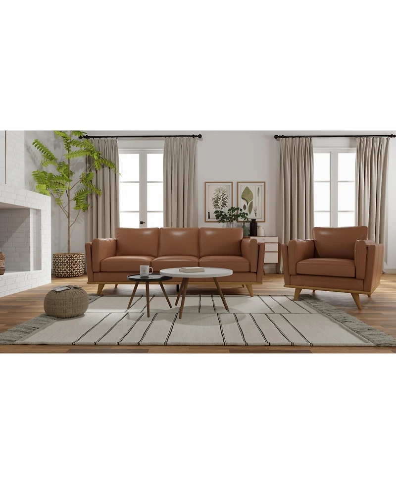 Nice Link Addison 83" Mid-Century Modern Leather Sofa
